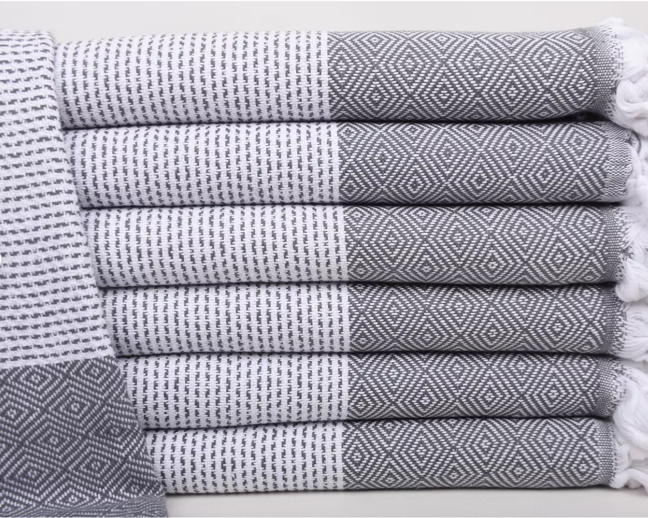 Dark Gray Diamond Turkish Bath Towel