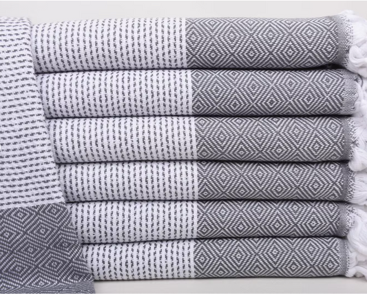 Dark Gray Diamond Turkish Bath Towel