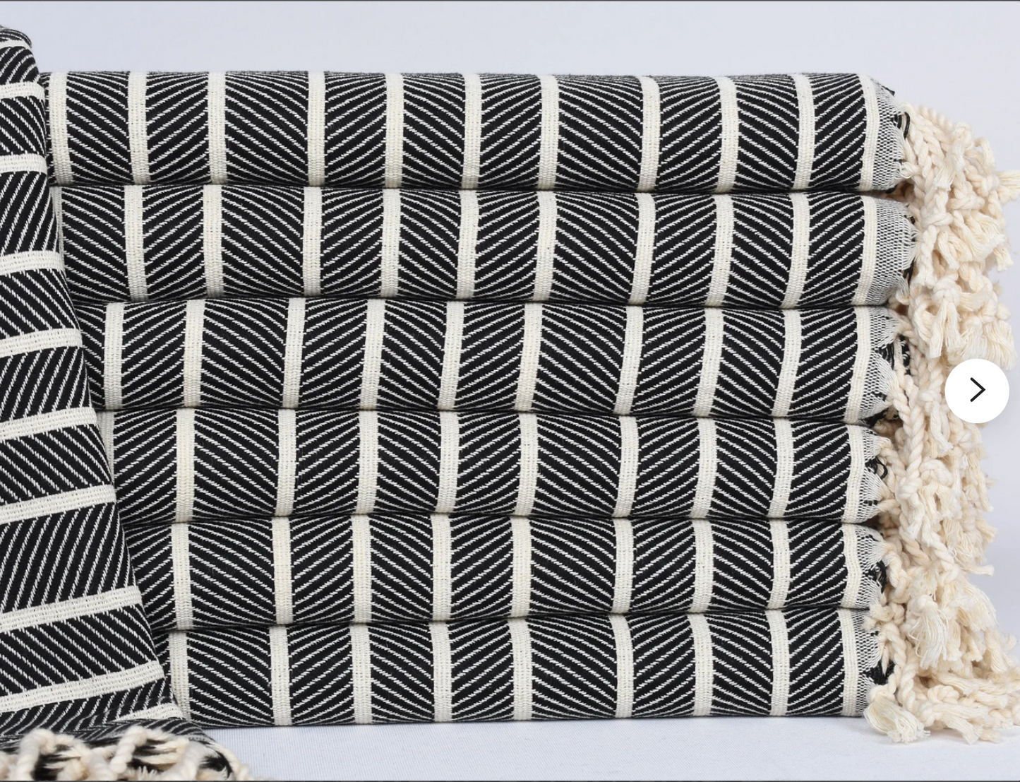 Black Herringbone Turkish Bath Towel