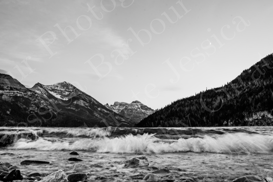 B & W Waterton Landscape 24 x 36" Art Print