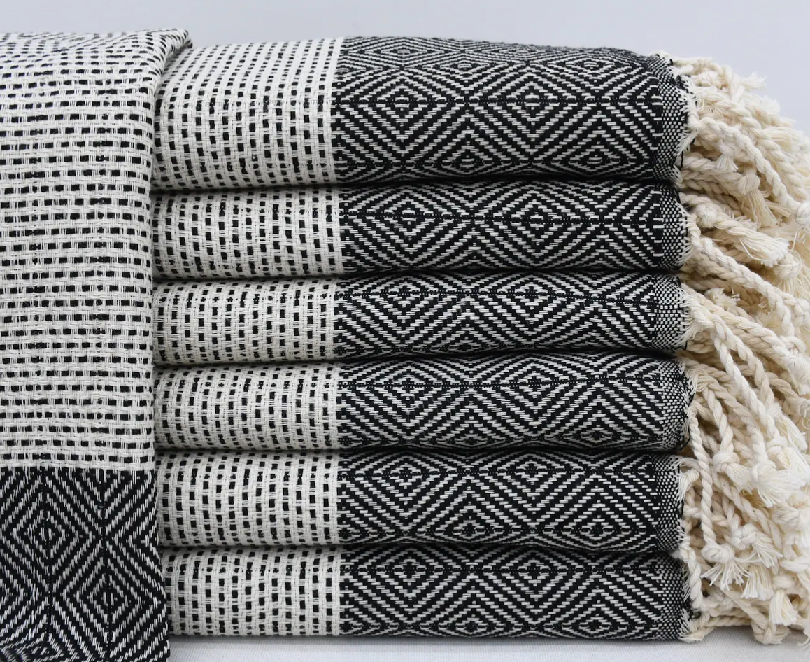 Black Diamond Turkish Tea Towel