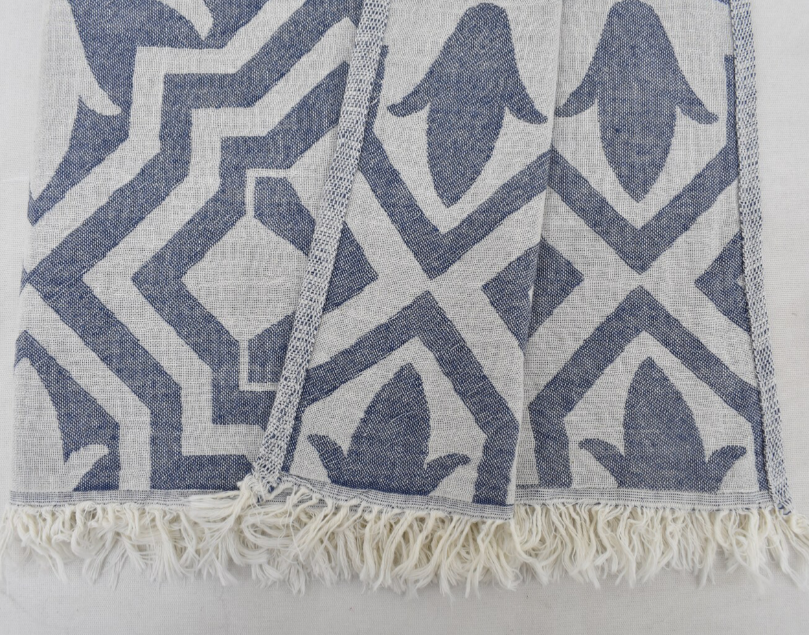 Navy & Linen Turkish Dish Towel