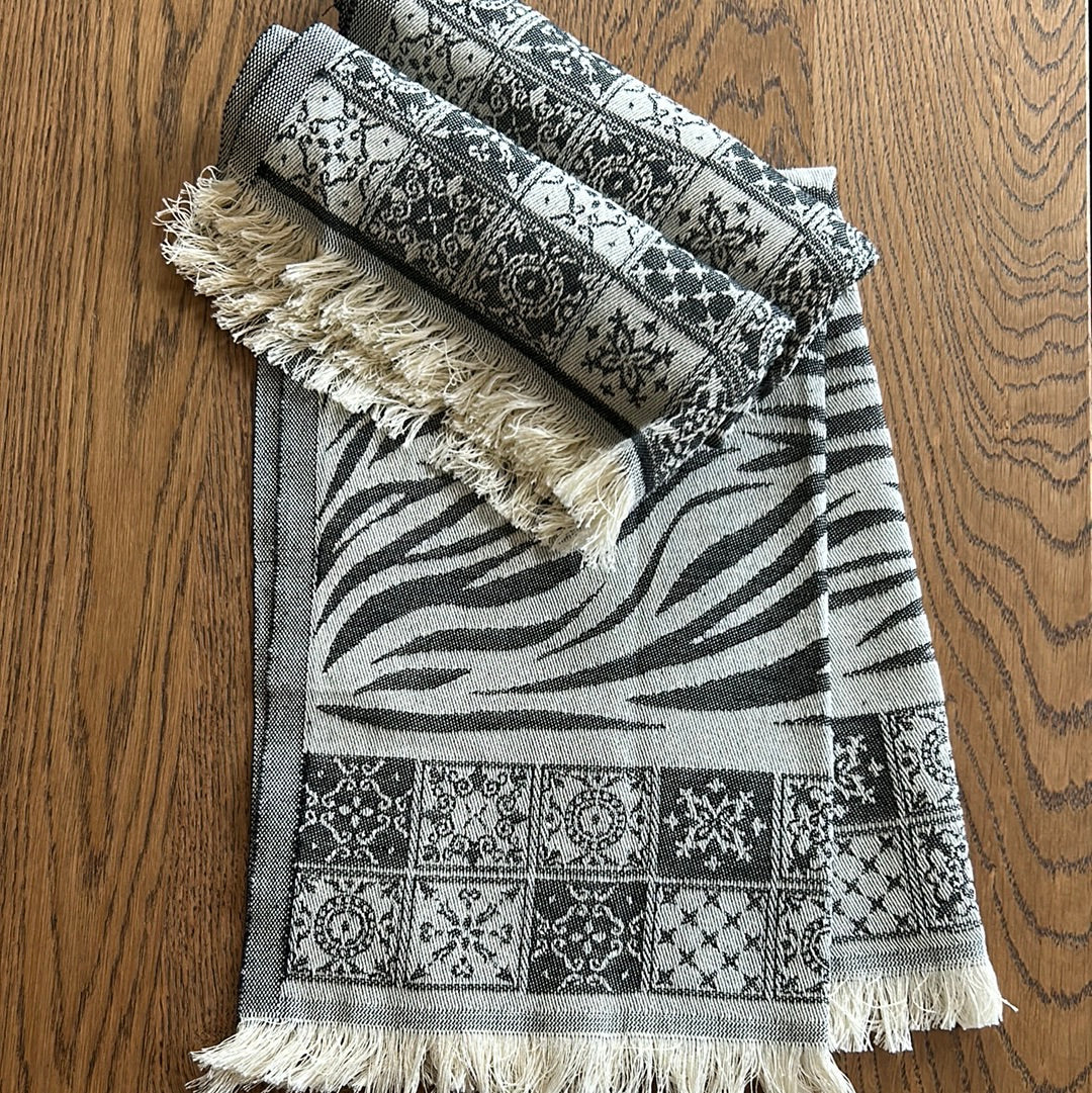 Black/Cream Printed Turkish Towel