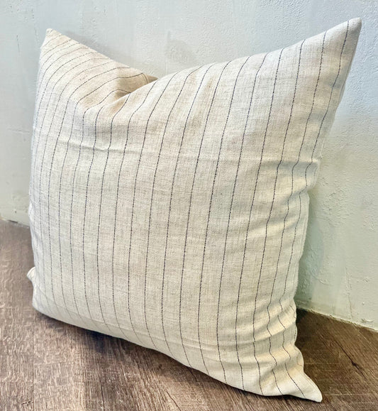 Natural Linen & Black Stripe Pillow