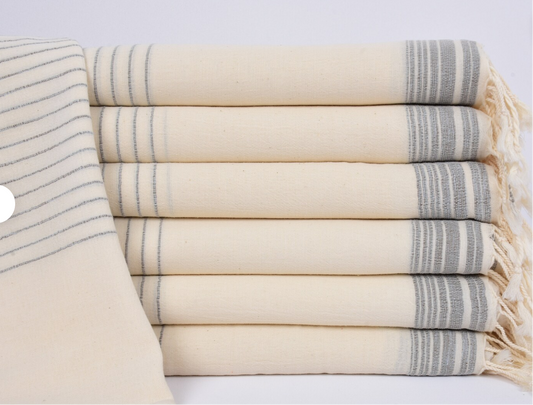 Gray Striped Turkish Beach Towel