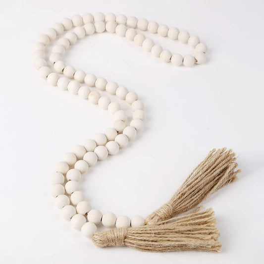 Wooden Bead Garland with Tassels