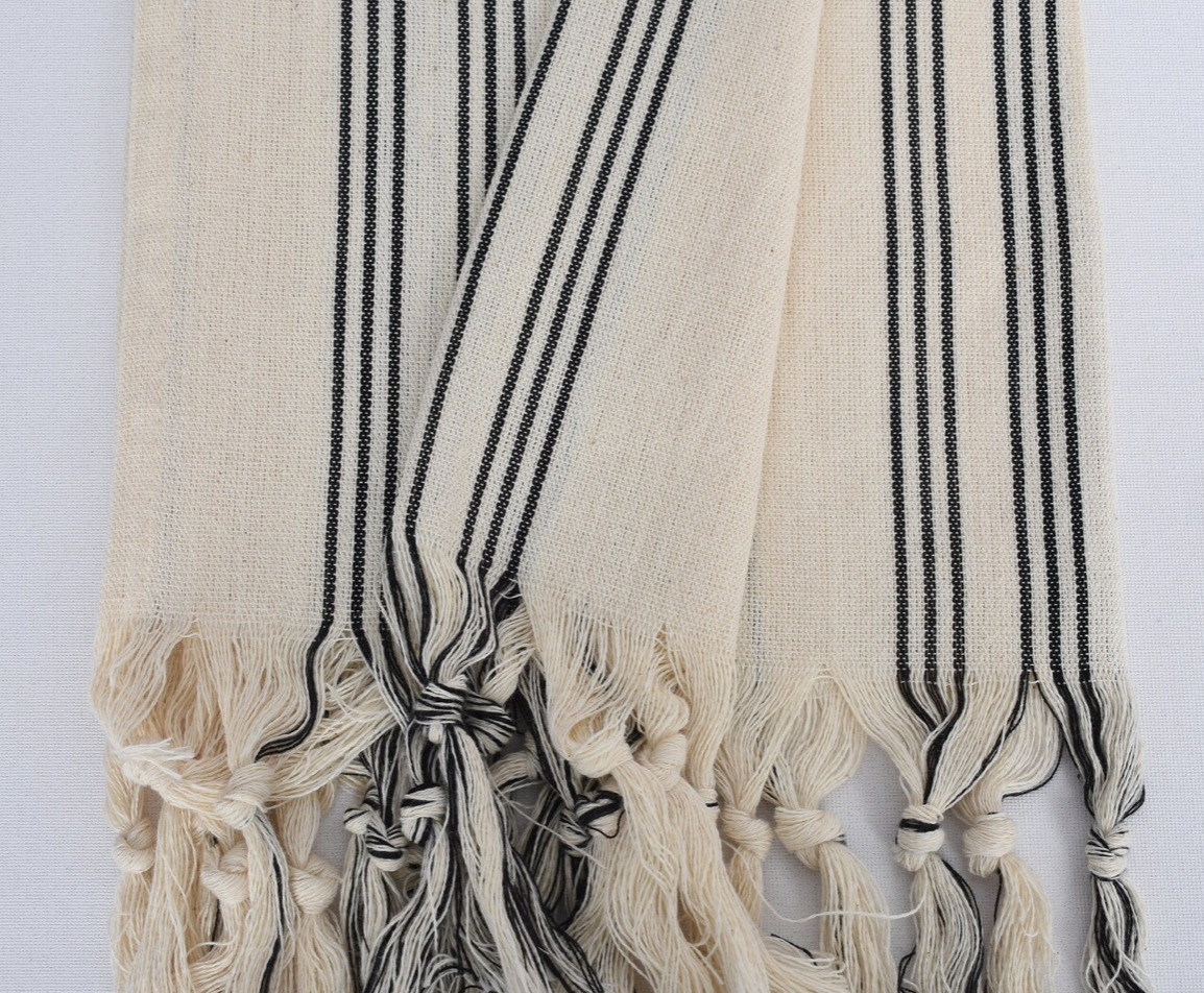 Black & Cream Striped Turkish Tea Towel