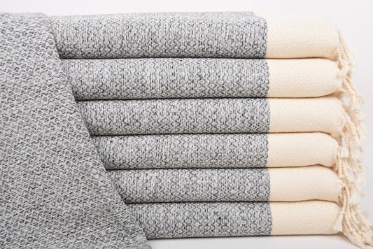 Organic Cotton Light Grey & Natural Turkish Towels