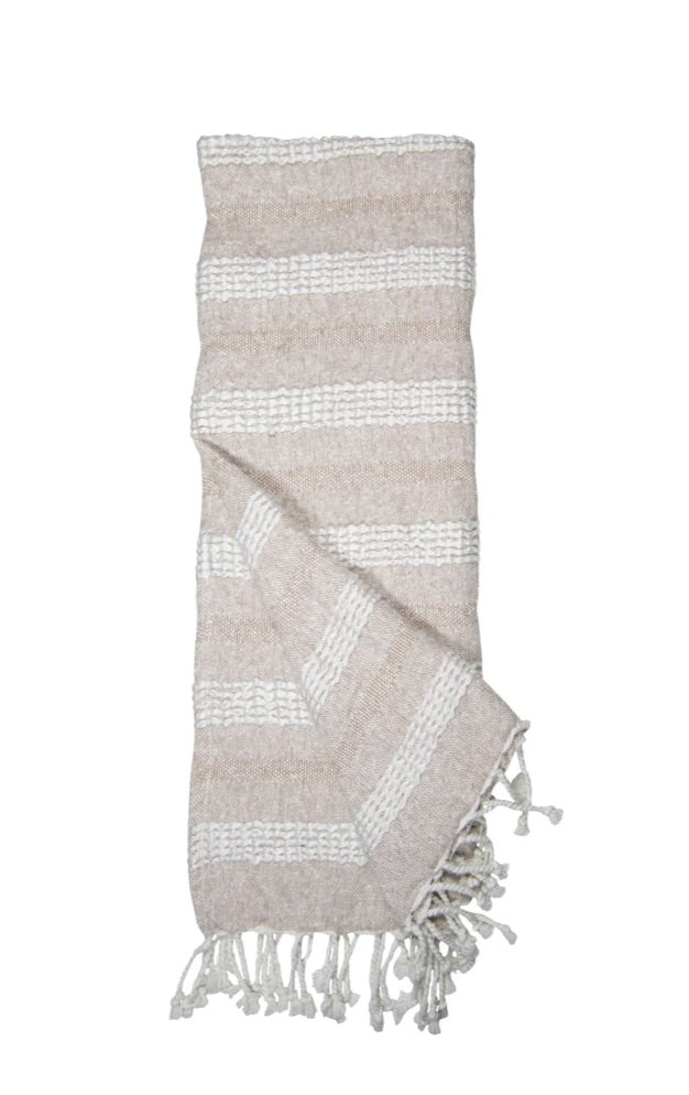 Hand Woven Rocky Throw Taupe