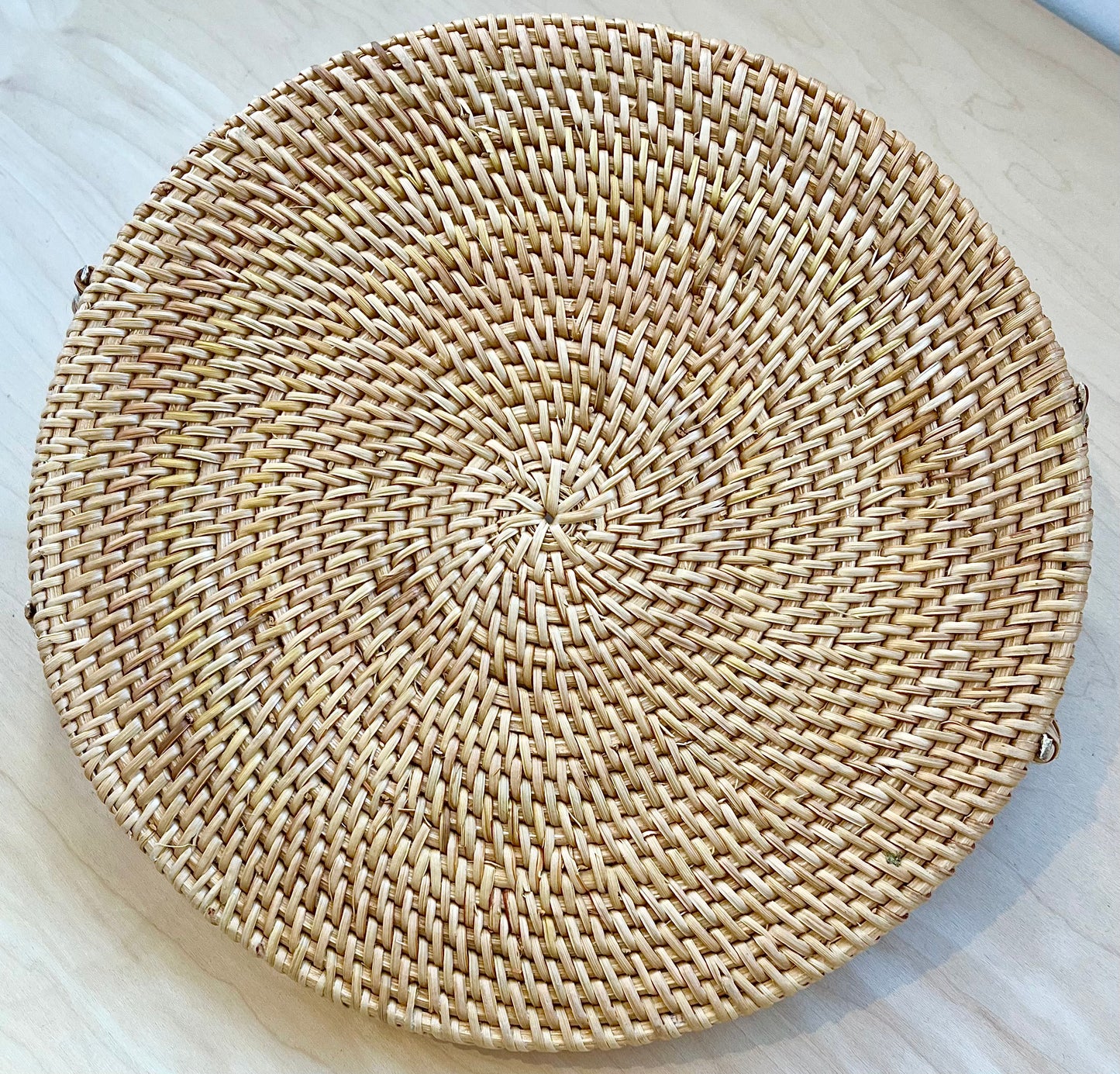 Woven Rattan Tray with Rope Handles