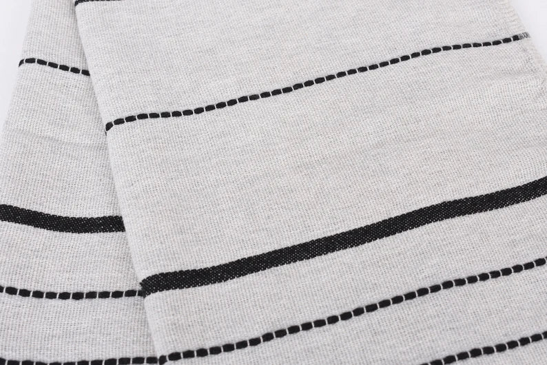 Light Gray & Black Stripe Turkish Tea Towel