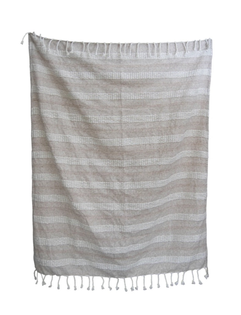 Hand Woven Rocky Throw Taupe